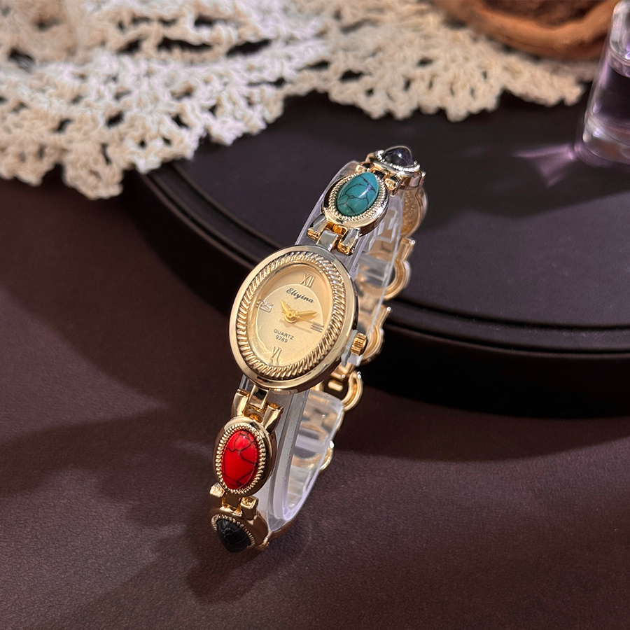 Luxury Watch Vintage - 컬러 보석이 박힌 여성용 쿼츠 시계