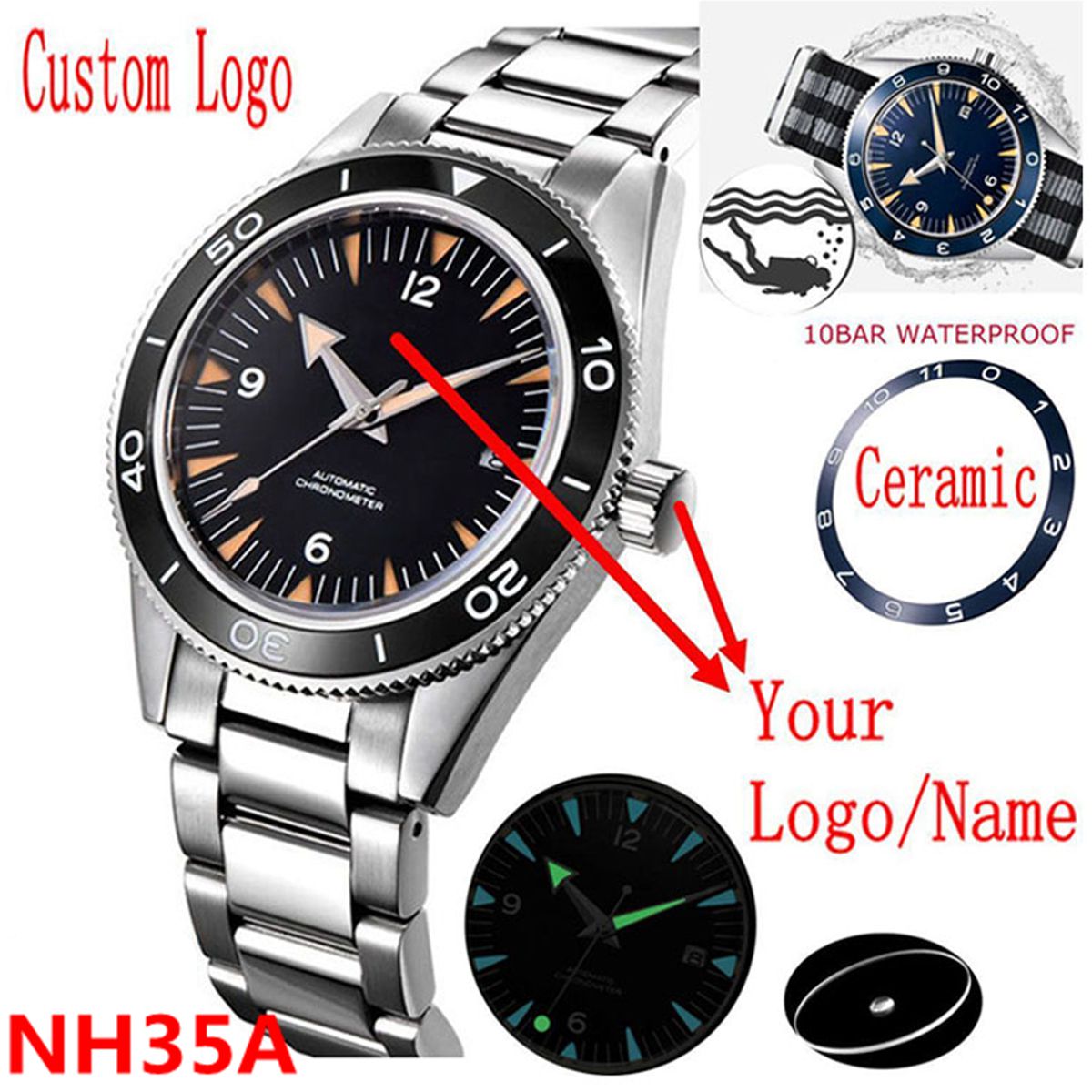 Luxury Watch Quality - 사용자 정의 로고 NH35 무브먼트 시계