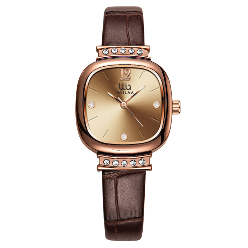 Luxury Watch Vintage - 여성용 로즈골드 사각 시계 빈티지 라인스톤