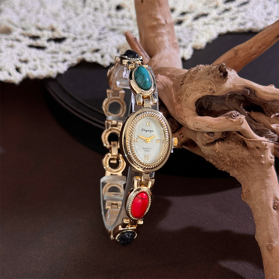 컬러 보석이 박힌 여성용 쿼츠 시계 리튬 합금 팔찌 타 - Luxury Watch Vintage 리뷰 및 가격