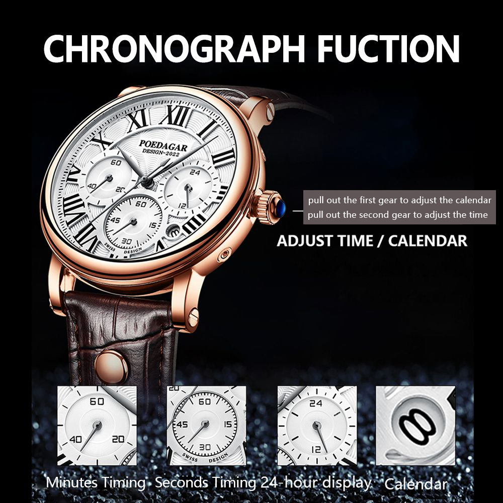 POEDAGAR 남성용 최고 럭셔리 시계 크로노 그래프 - Luxury Watch Longines 리뷰 및 가격