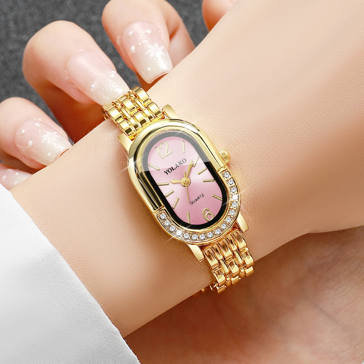 럭셔리 라인스톤 여성 쿼츠 시계 패션 골든 팔찌 스트랩 - Luxury Watch Gift Box 리뷰 및 가격
