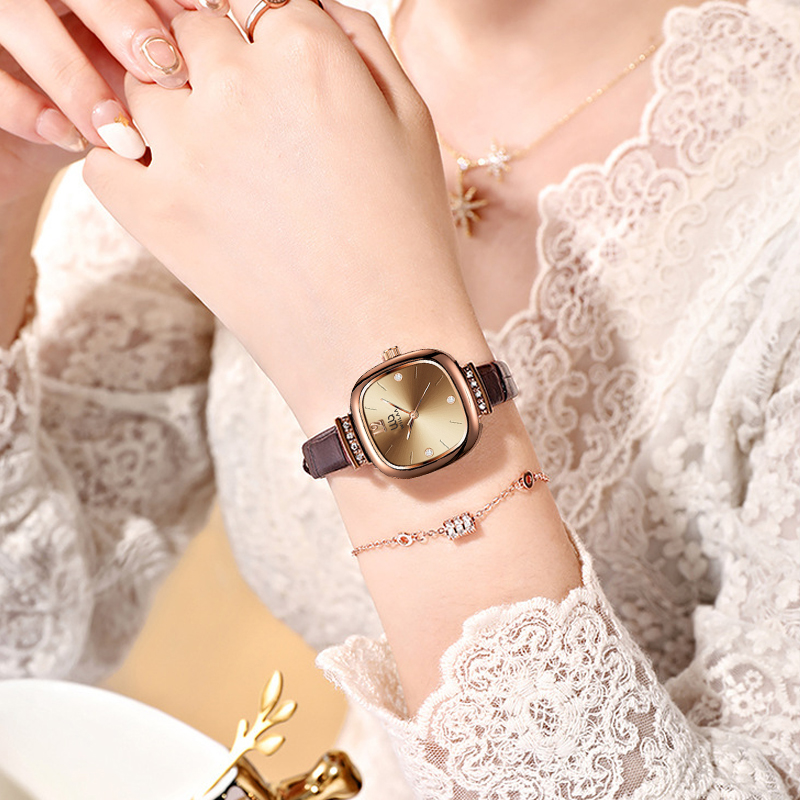 여성용 로즈골드 사각 시계 빈티지 라인스톤 정품 가죽  - Luxury Watch Vintage 리뷰 및 가격