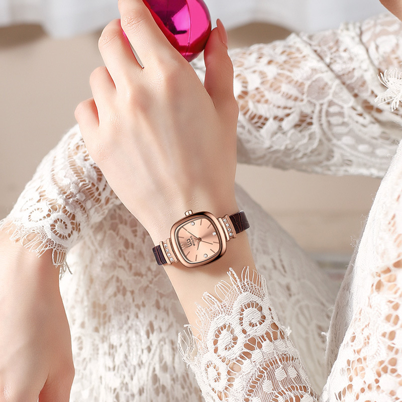여성용 로즈골드 사각 시계 빈티지 라인스톤 정품 가죽  - Luxury Watch Vintage 리뷰 및 가격