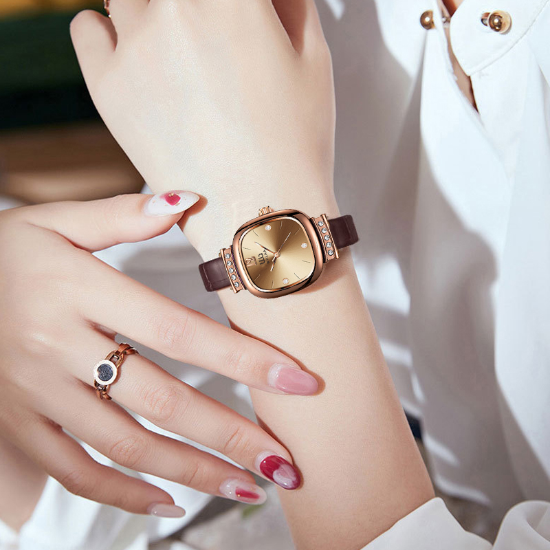 여성용 로즈골드 사각 시계 빈티지 라인스톤 정품 가죽  - Luxury Watch Vintage 리뷰 및 가격
