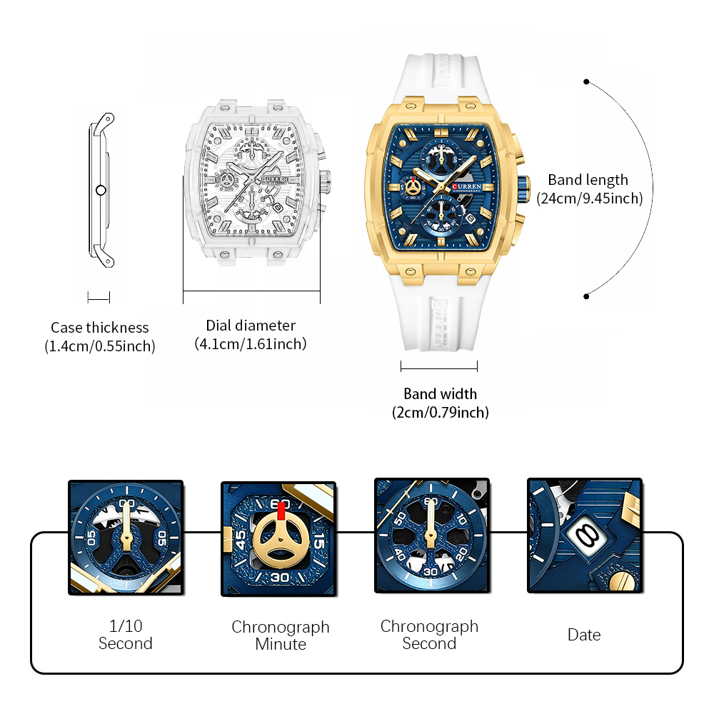 CURREN 남성용 럭셔리 빈티지 시계, 실리콘 스트랩 - Luxury Watch Quality 리뷰 및 가격
