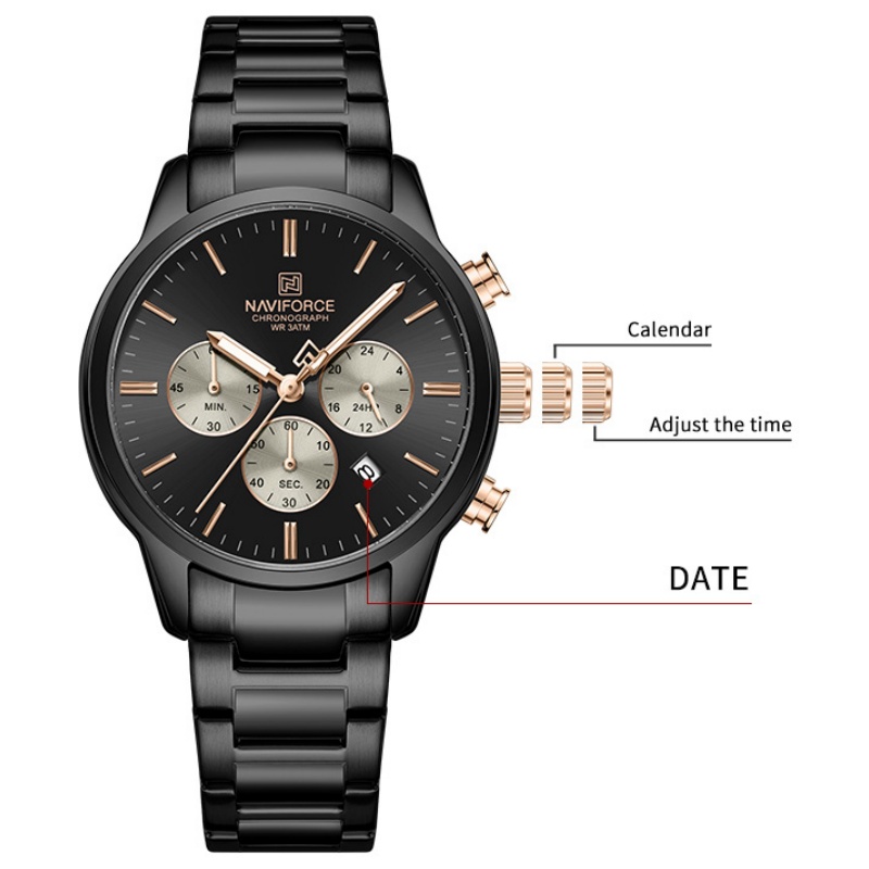 NAVIFORCE 남성용 쿼츠 크로노그래프 시계 방수  - Luxury Watch Gift Box 리뷰 및 가격