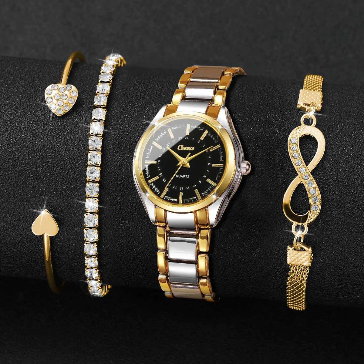 4PCS 우아한 여성용 시계 팔찌 세트 여성용 럭셔리  - Luxury Watch Gift Box 리뷰 및 가격