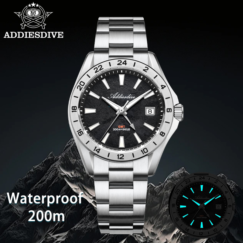 ADDIESDIVE 우아한 비즈니스 남성용 시계 38m - Gmt Dual Timezone Watch 리뷰 및 가격