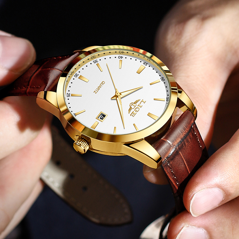 LIGE 패션 브라운 가죽 시계 남성 군사 스포츠 남성 - Luxury Watch Longines 리뷰 및 가격