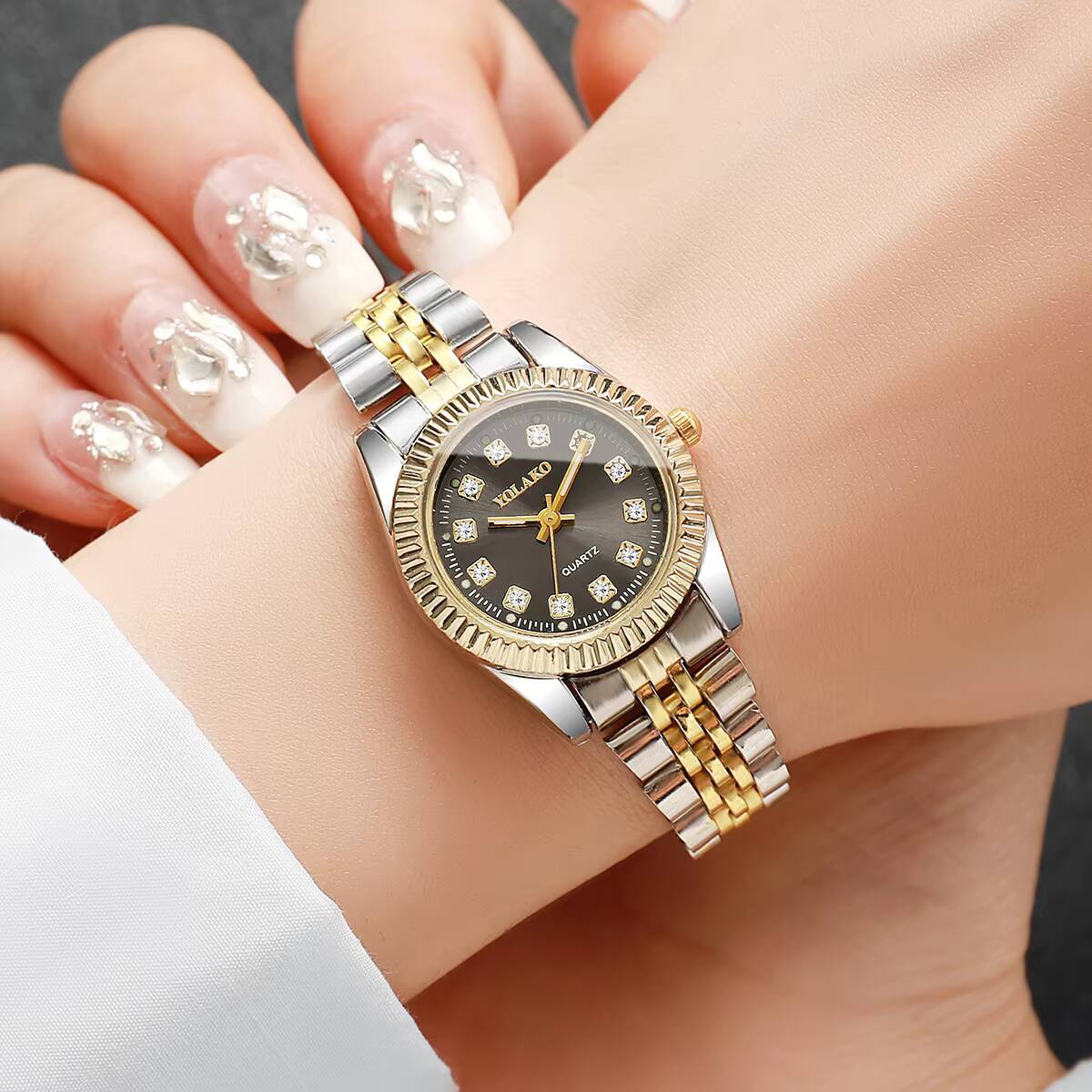 패션 라인스톤 여성 쿼츠 시계 럭셔리 스테인레스 스틸  - Luxury Watch Gift Box 리뷰 및 가격
