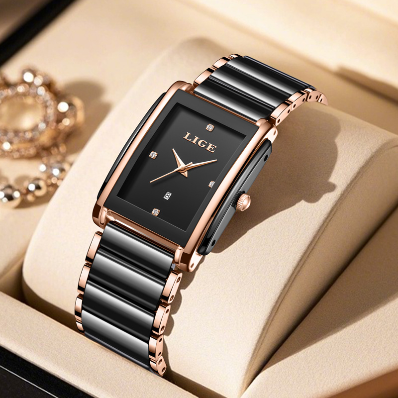 LIGE 패션 우아한 여성용 시계 전체 세라믹 스트랩  - Luxury Watch Gift Box 리뷰 및 가격